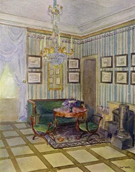 Living Room in Castle Stutensee, near Karlsruhe, Decorated in Classic Style, about 1800